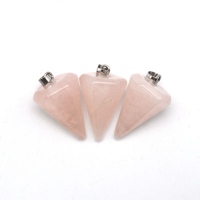 Pendulo de cuarzo rosa de cristal natural para la alineación de los chakras y la curación Reiki