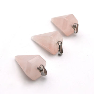 Pendulo de cuarzo rosa de cristal natural para la alineación de los chakras y la curación Reiki