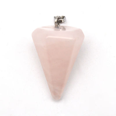 Pendulo de cuarzo rosa de cristal natural para la alineación de los chakras y la curación Reiki