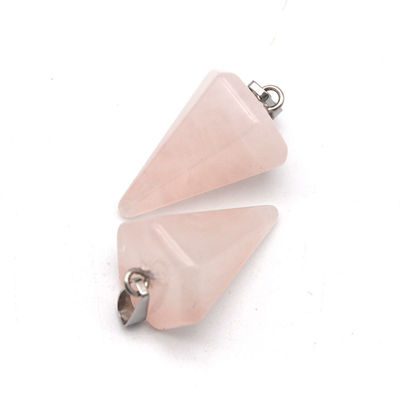 Pendulo de cuarzo rosa de cristal natural para la alineación de los chakras y la curación Reiki
