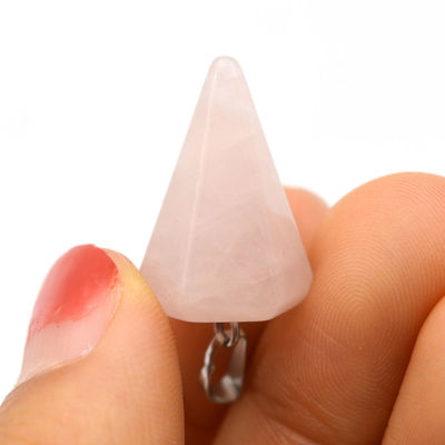 Pendulo de cuarzo rosa de cristal natural para la alineación de los chakras y la curación Reiki