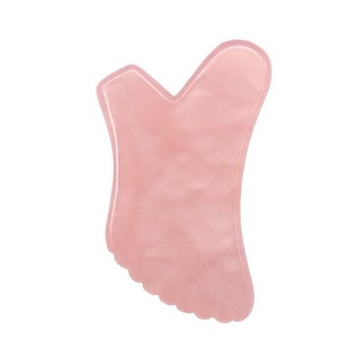 Logotipo personalizado herramienta de masaje corporal natural de cuarzo rosa gua sha para el cuidado personal de la piel y la salud facial