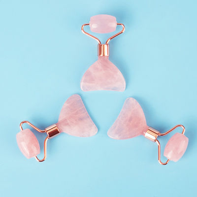Mini Rose Quartz Jade Roller Eye Skin Care Gua Sha Board Dispositivo de belleza facial multifuncional dentro de los 90 caracteres