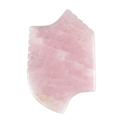 2024 Rose Quartz Gua Sha Herramienta de masaje con dientes de piel cristalina natural de belleza masajista de rostro levantamiento antienvejecimiento logotipo rosa