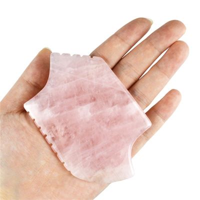 2024 Rose Quartz Gua Sha Herramienta de masaje con dientes de piel cristalina natural de belleza masajista de rostro levantamiento antienvejecimiento logotipo rosa