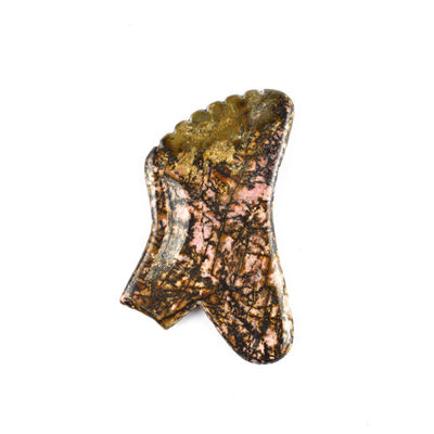 Herramienta Gua-Sha de piedra de rodonita personalizable Masajista facial rosa y negro para alivio del cuello / hombro / espalda / pierna