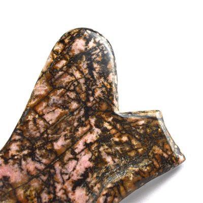 Herramienta Gua-Sha de piedra de rodonita personalizable Masajista facial rosa y negro para alivio del cuello / hombro / espalda / pierna