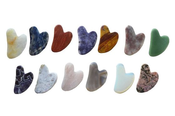 75*50mm Rosa Cuarzo Jade Piedra Bian Escultura Corazón Gua Sha Facial Escultura Herramienta para Cuello Volte hombro Masaje Antienvejecimiento