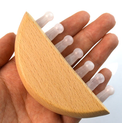 Peinado de masaje de cabello Meridiano de Guasha de madera de cuarzo rosa de jade Peinado de masaje de cabello con función de Gua Sha