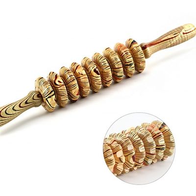 OEM ODM 38*5.5cm Roller de masaje abdominal de madera Roller de masaje corporal de jade