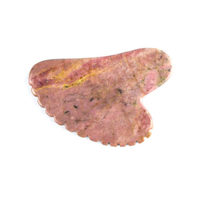 Músculos del cuerpo Forma natural del corazón Piedra de rodonita Gua Sha Tabla de raspado Dientes Guasha Piedra de belleza facial Herramienta de masaje para el cuidado de la piel