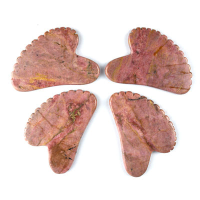 Músculos del cuerpo Forma natural del corazón Piedra de rodonita Gua Sha Tabla de raspado Dientes Guasha Piedra de belleza facial Herramienta de masaje para el cuidado de la piel
