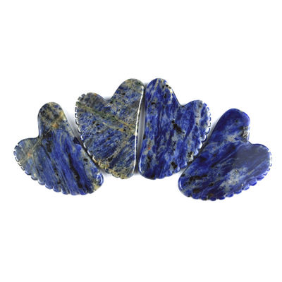 Herramienta de levantamiento facial Forma de corazón Piedra de Gua Sha Sodalita Natural para el cuidado personal y la relajación del cuerpo