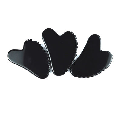 Forma natural del corazón Obsidiano Gua Sha Masaje Herramienta de raspado con dientes Belleza facial Masajista de piel Herramienta de spa para el cuidado de la piel