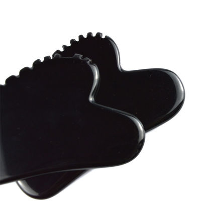 Forma natural del corazón Obsidiano Gua Sha Masaje Herramienta de raspado con dientes Belleza facial Masajista de piel Herramienta de spa para el cuidado de la piel