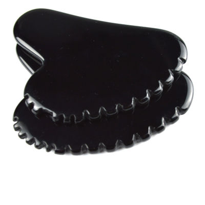 Forma natural del corazón Obsidiano Gua Sha Masaje Herramienta de raspado con dientes Belleza facial Masajista de piel Herramienta de spa para el cuidado de la piel