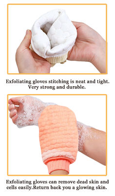 Guantes exfoliantes de limpieza profunda con logotipo personalizado para guantes de cuero muerto y fregado corporal