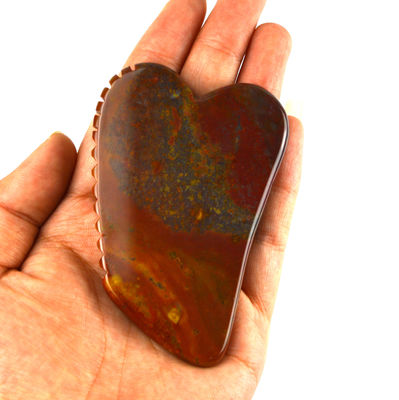 Función de masaje muscular 2024 Mookaite Rojo Natural Caliente Jaspe Gua Sha Masajista Logotipo personalizado Cuidado de la piel Antienvejecimiento Curación Piedra Raspado Herramientas de masaje