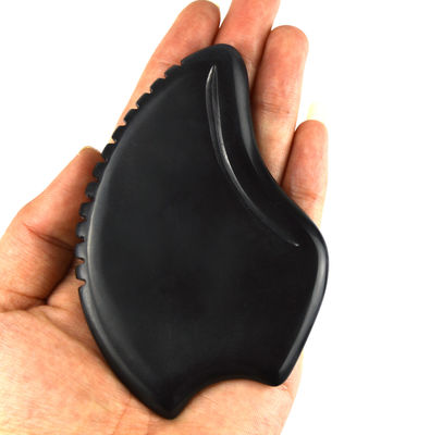 Disponible en forma de corazón Gua Sha herramienta de masaje hecha de piedra natural Bian Negro para la meditación relajante Spa