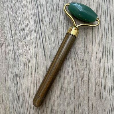 Aventurine verde Jade Facial Roller cuidado facial de la piel herramienta de masaje de jade con mango de madera para el logotipo personalizado disponible