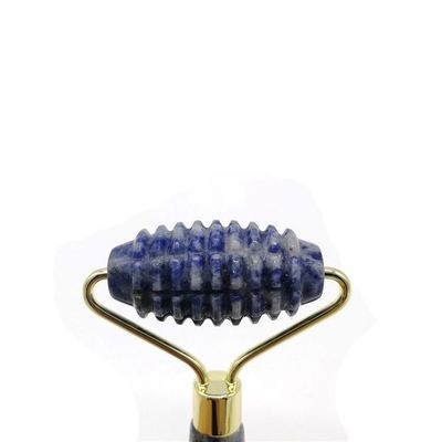 Tecnología de masaje facial de piedra de punta azul natural pulida con cabeza única y rodillo de jade con puntas