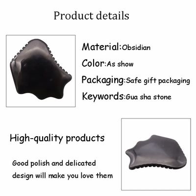 Tabla de Gua Sha de Obsidiana Negra Natural para Cuidado de la Piel Masticar la Cara Relajación