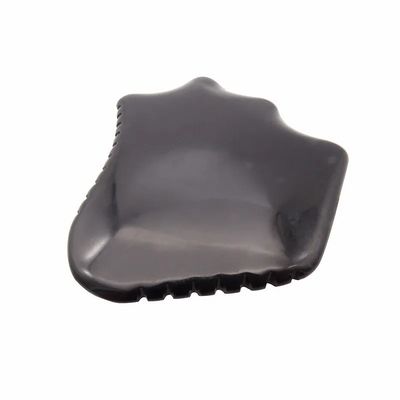 Tabla de Gua Sha de Obsidiana Negra Natural para Cuidado de la Piel Masticar la Cara Relajación