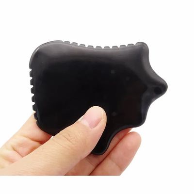 Tabla de Gua Sha de Obsidiana Negra Natural para Cuidado de la Piel Masticar la Cara Relajación