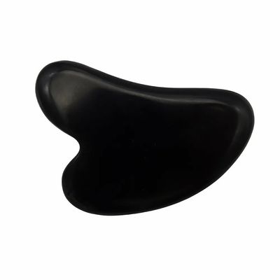 8*6cm Natural Piedra Bian Negro Forma de Corazón Gua Sha Herramienta de Masaje para Masaje Facial y Meditación