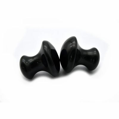 Natural Negro Obsidiano hongo Gua Sha Piedra de masaje de belleza para el cuidado del rostro y el cuerpo
