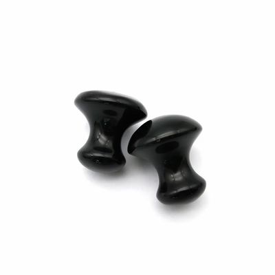 Natural Negro Obsidiano hongo Gua Sha Piedra de masaje de belleza para el cuidado del rostro y el cuerpo