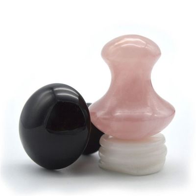 Obsidiano portátil y cuarzo rosa con forma de hongo Gua Sha equipo de masaje con certificación ISO9001