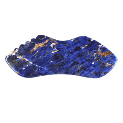 2024 Tendencia de la forma de los labios Azul Sodalite Piedra Gua Sha Mascarilla de raspado para la belleza de la piel del rostro dentro del equipo de masaje corporal