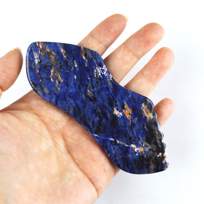 2024 Tendencia de la forma de los labios Azul Sodalite Piedra Gua Sha Mascarilla de raspado para la belleza de la piel del rostro dentro del equipo de masaje corporal