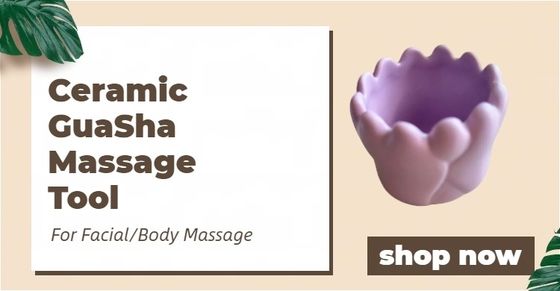 Equipo de masaje corporal Logotipo personalizado Herramientas de masaje de cuero cabelludo de cerámica blanca para Guasha púrpura Cuidado de la piel de porcelana Piedra Gua sha