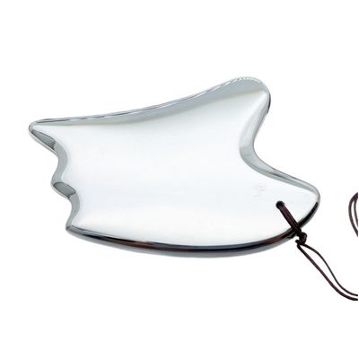 Tabla natural Terahertz Gua Sha Herramienta de masaje facial de forma de corazón de plata Masajista para raspaduras y tratamiento de puntos de disparo