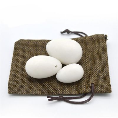 Cuerpo 45 * 30mm huevos de Yoni de jade blanco conjunto de tensar los músculos vaginales y piedras de curación para el ejercicio de Kegel