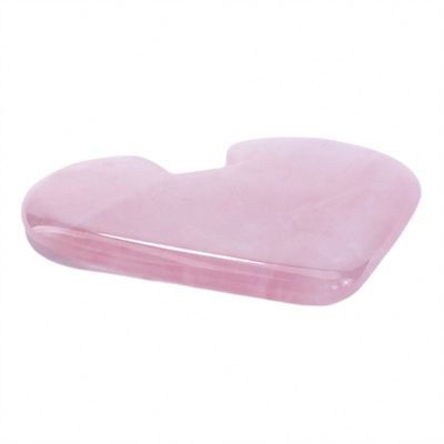 Logotipo Personalizado Logotipo disponible en cuarzo rosa piedra Gua Sha en forma de corazón para cuidado de la piel y masajeador corporal