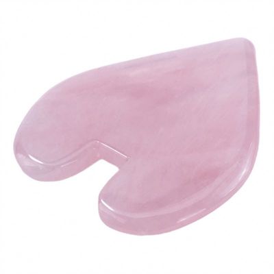 Logotipo Personalizado Logotipo disponible en cuarzo rosa piedra Gua Sha en forma de corazón para cuidado de la piel y masajeador corporal