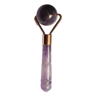 Logotipo personalizado disponibleRoller de jade natural de amatista de cuarzo púrpura Roller de masaje facial para belleza de cara pequeña