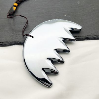 Masaje corporal Plata Seis dientes Terahertz Gua Sha Junta Peinado para el cuero cabelludo Guasha Energía Piedra Masajeador de cabeza Salón de belleza