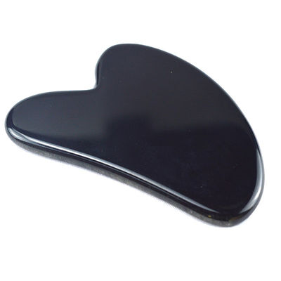Forma de corazón Negro Obsidiano Guasha 100% Jade Natural Gua Sha Scraping herramienta de masaje Logotipo personalizado para personalización