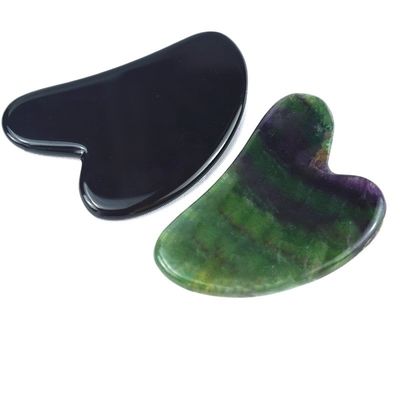 Forma de corazón Negro Obsidiano Guasha 100% Jade Natural Gua Sha Scraping herramienta de masaje Logotipo personalizado para personalización
