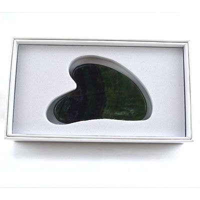 Herramienta de masaje corporal Rainbow Fluorite Stone Mineral Cuidado de la piel Masajista de salud Masaje Guasha raspador Conjunto con jade natural