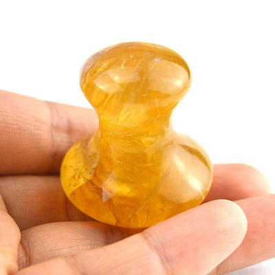 Equipo de masaje corporal Citrino amarillo natural forma hongo Gua Sha Piedra de masaje para la belleza facial y el cuidado de la piel