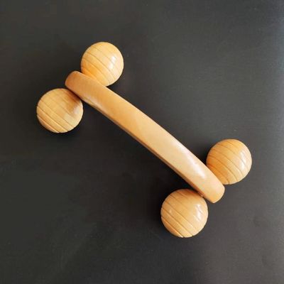 Roller de cuerpo portátil de madera 4 ruedas bolas masajeador para el brazo pierna espalda pie mano cuello hombro músculo alivio del dolor herramienta de masaje