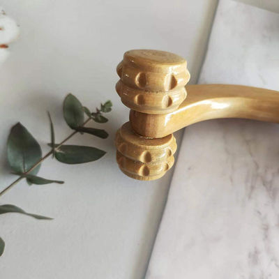 Cuatro carretillas de rodillos de madera sólida portátiles con manija de masaje muscular y herramienta manual de cuidado de la salud corporal de Guasha
