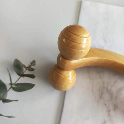 Cuatro carretillas de rodillos de madera sólida portátiles con manija de masaje muscular y herramienta manual de cuidado de la salud corporal de Guasha