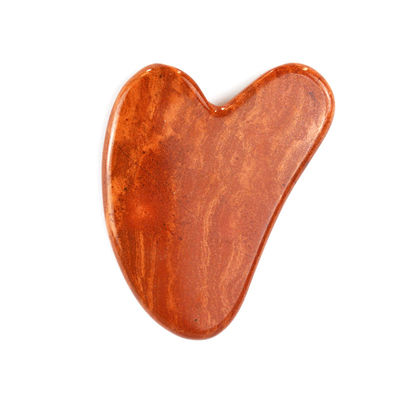 Masaje corporal Herramienta Guasha de jaspe rojo piedra de jade raspador facial para el cuidado de la piel Logotipo personalizado Forma de corazón Herramienta masajista de cara Gua Sha