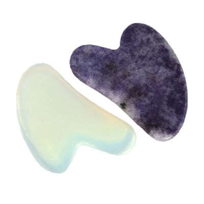 Logotipo personalizado disponibled 2024 Forma de corazón Opalita Gua Sha Herramienta de masaje para el cuerpo Cuidado de la piel propio Spa Estiramiento facial belleza